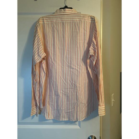 GUC Polo Ralph Lauren 100% Cotton Red/White Stripe Dress Shirt Size 16.5/36-37 - Picture 2 of 5